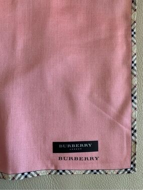NWT Burberry London Pink Cotton Handkerchief 19.5” Nova Check Trim Japan Rare